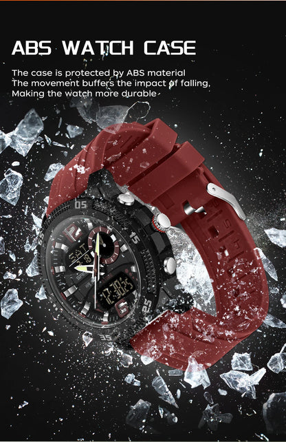 Montres de luxe pour homme SANDA Fashion : montre-bracelet à quartz analogique et numérique, style sportif, décontractée, étanche, avec chronographe en silice