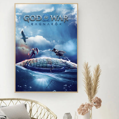Póster del juego «God of War» - Póster de cine vintage para hacer tú mismo - Cuadro decorativo - Pegatinas para el estudio - Cuadro de pared de tamaño pequeño