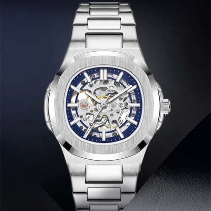 Montres-bracelets mécaniques pour homme à cadran ajouré, design squelette, montre de luxe entièrement automatique pour homme, relogio