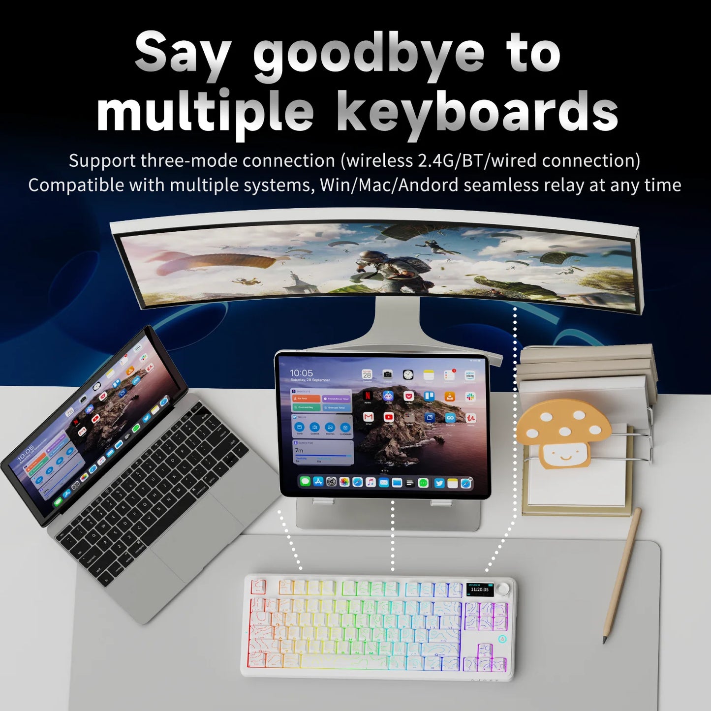 Ajazz AK870 V2 Gaming Mechanical Keyboard is a Hot-Swappable RGB Wired Gaming Keyboard Suitable for Various Scenarios on Laptops