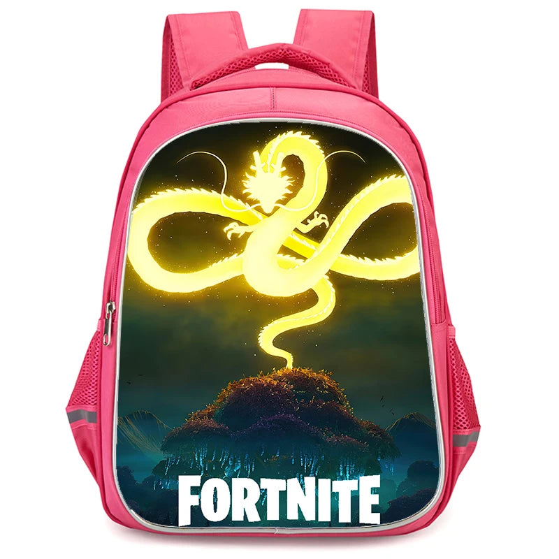 16" Fortnite Cartoon Red Backpack Unisex Dual Zipper Large Capacity School Bag Kids Bookbag Boys Girls Ages 5-8