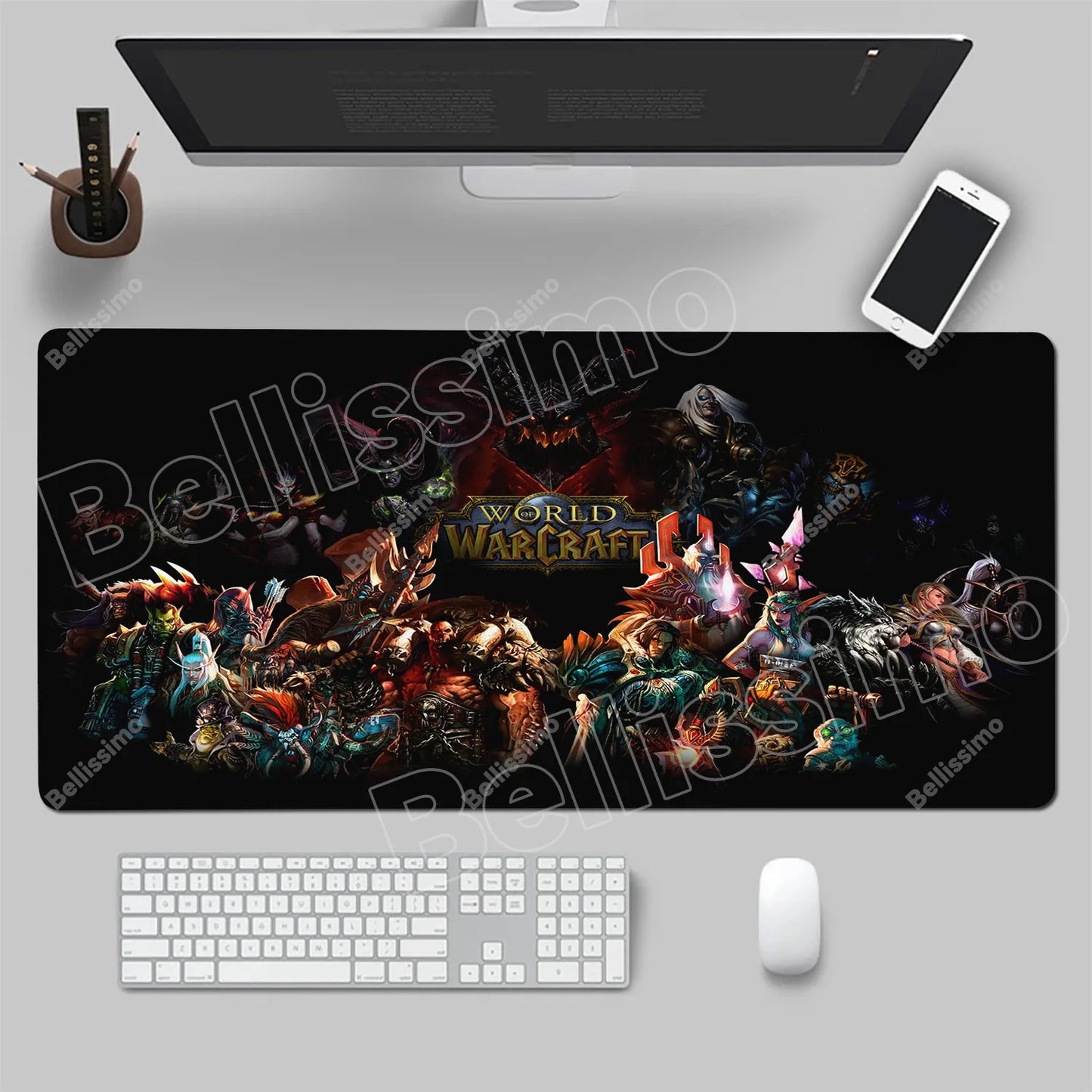 World Of Warcraft 90x40 Μεγάλο Gaming Mouse Pad Επιφάνειας Γραφείου για Παιχνίδια Csgo, Φυσικό Καουτσούκ, Μεγάλο Gamer XXL Mousepad Υπολογιστή