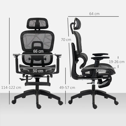 Ergonomic Office Chair with Armrest, Headrest, Lumbar Support, Adjustable Height, and Footrest.