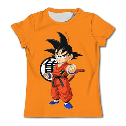 Produit gaming premium Fraquane, Dragon Ball Goku Cosplay T Shirts Super Saiyan Boys Kids Clothes Short Sleeve T-shirt White Black Orange Breathable Jersey