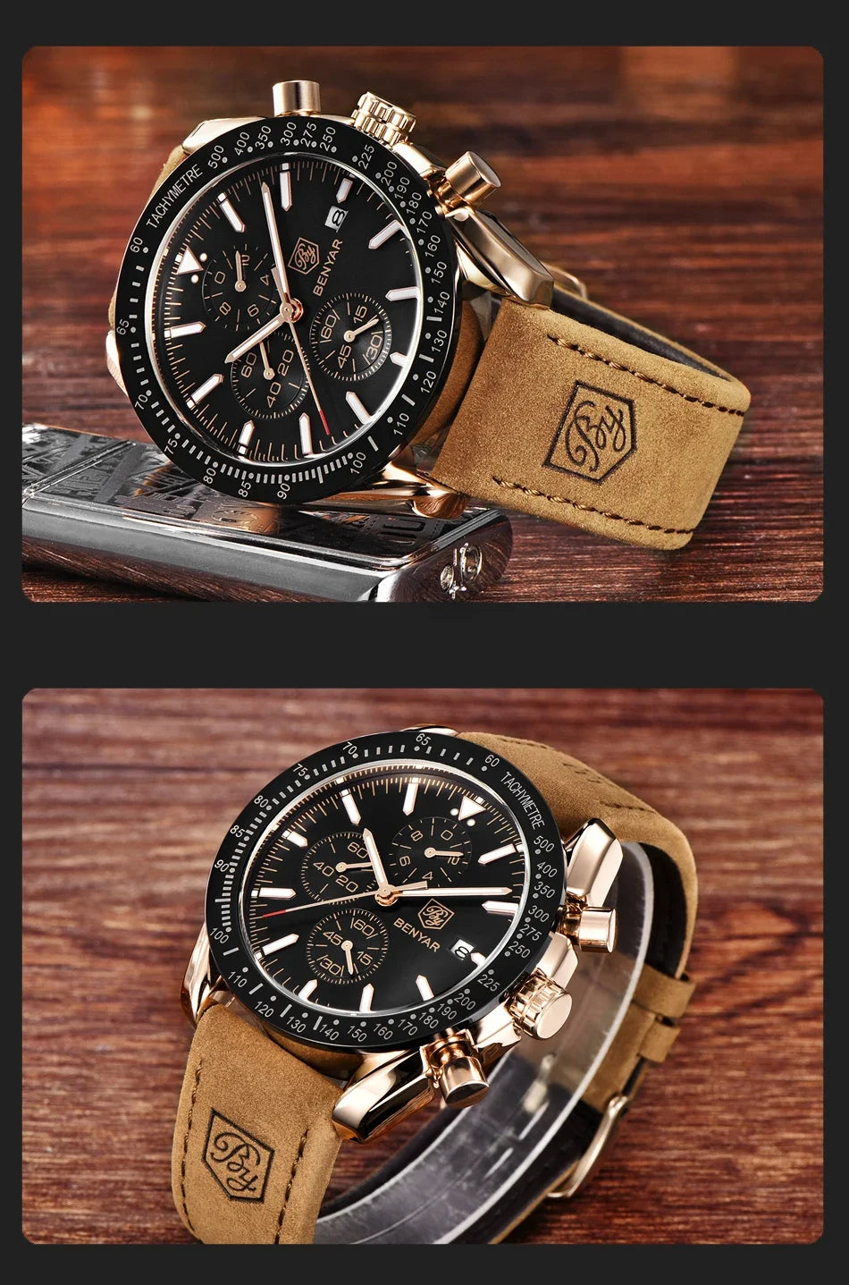Orologio da uomo BENYAR 5140, orologio sportivo casual, orologio al quarzo di lusso impermeabile, cronografo militare di marca di alta gamma.