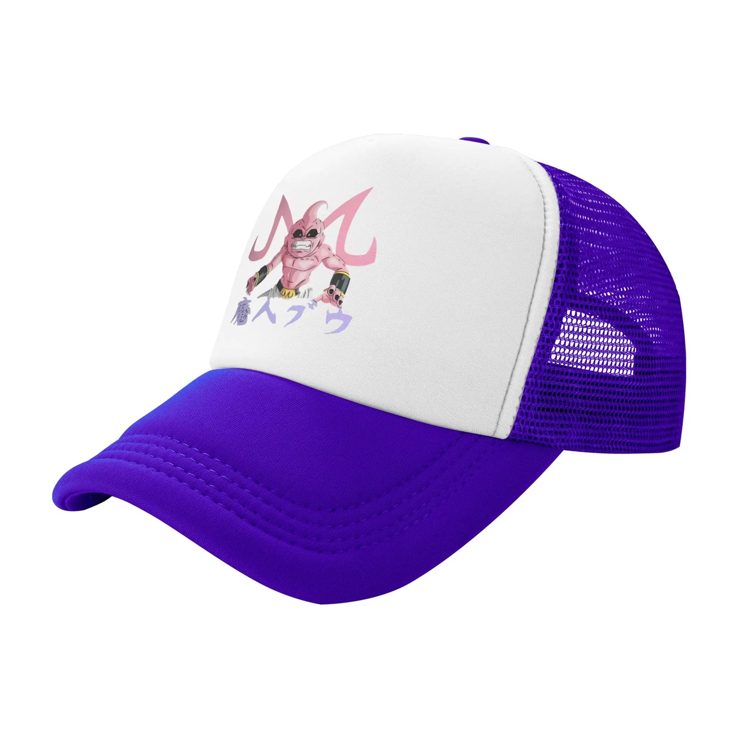 Dragon Ball  Kid Buu Trucker Cap Unisex  Hats Sun Caps Trucker Cap Adjustable Polyester Mesh Baseball Cap Summer