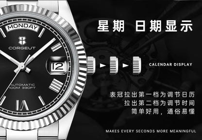 39mm Men Corgeut Logo/Name NH36 Automatic Mechanical Relogio Masculino Sapphire Glass Luminous Waterproof Wristwatch