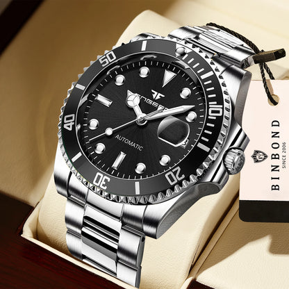 Orologi da polso meccanici BINBOND da uomo, di lusso, luminescenti, impermeabili, automatici, con tourbillon, scheletrati