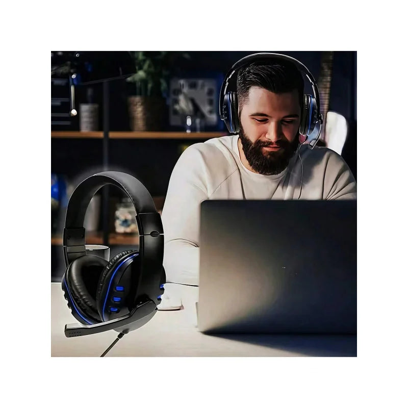 7260 Wired Headphones with Microphone，Suitable for work meetings、Study Recording、Entertainment Games，Compatible：PS4/PS5/Xbox One
