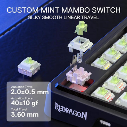 Redragon K673 GB 75% Wireless Gasket RGB 3-Modes 81 Keys Gaming Mechanical Hot-Swap Socket Keyboard