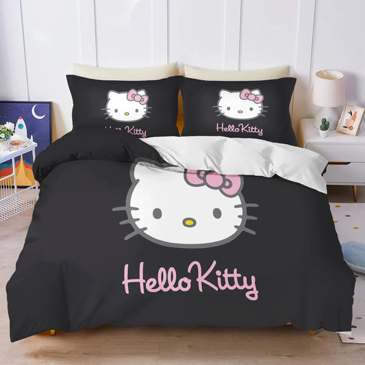 Hello Kitty Duvet Cover Set Comforter Bedding 3D Children's Bedding Set 3-Piece 1 Quilt Cover King Size