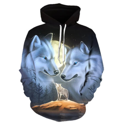 Mikiny s kapucí Animal Wolf s 3D potiskem pro muže i ženy, módní ležérní oversized pulovr, hip hop Harajuku streetwear hoodies