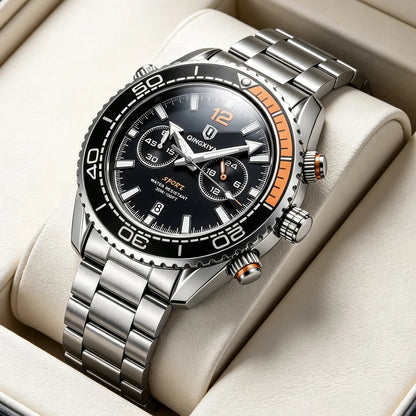 Orologio da polso di lusso da uomo del marchio QINGXIYA, cronografo sportivo impermeabile con data luminosa, orologio al quarzo casual da uomo