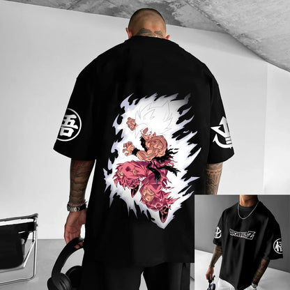 T-shirt in cotone a maniche corte con stampa Dragon Ball Z Son Goku Vegeta, per uomo e donna, stile Harajuku Y2K vintage, streetwear estivo