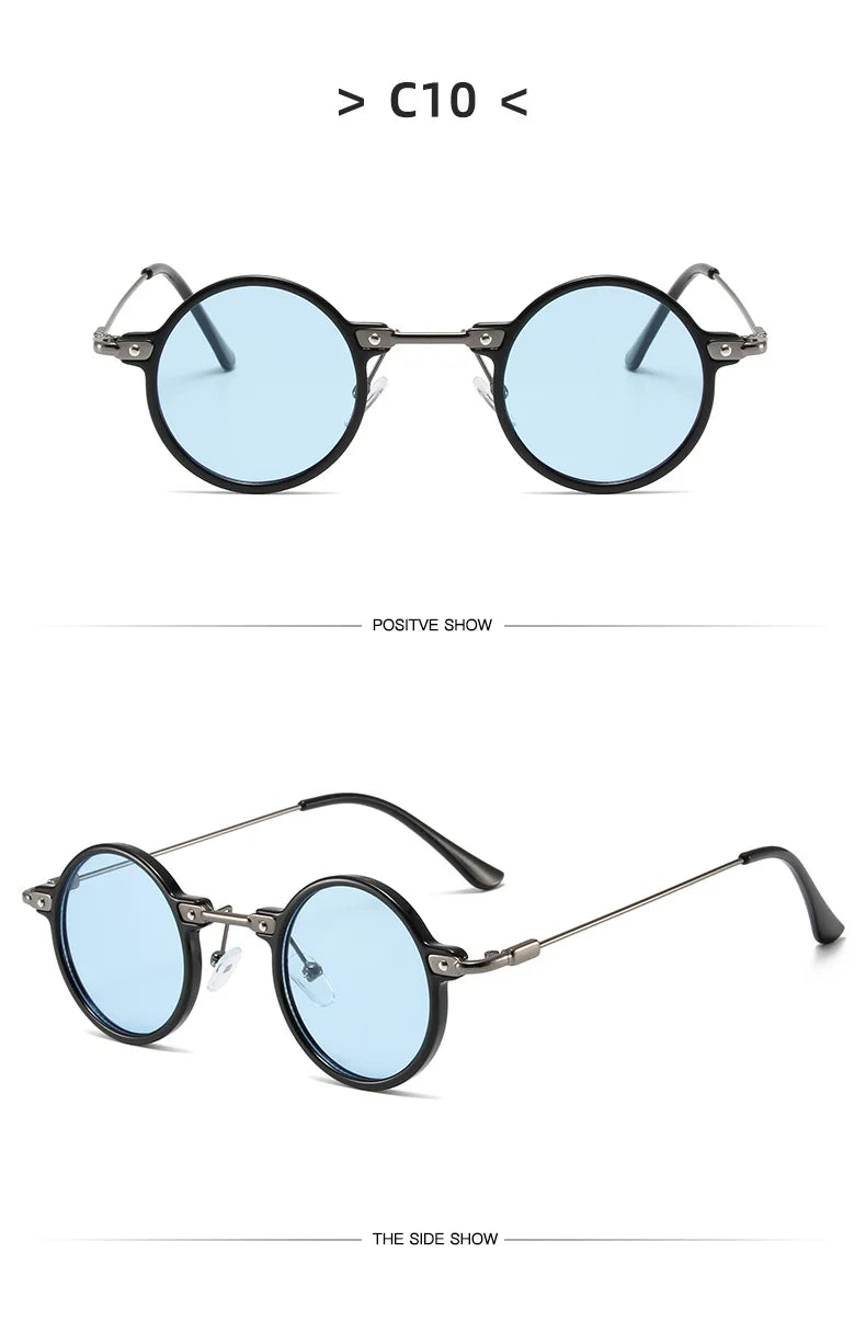 Runde Sonnenbrillen für Männer und Frauen, Retro-Steampunk-Sonnenbrillen, Herren- und Damenbrillen, Marken-Designerbrillen, Metallrahmen, Sonnenbrillen, Oculos De Sol