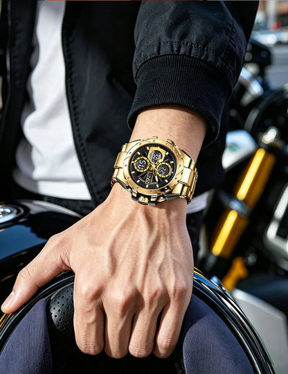 Herrenuhr SMAEL 8160 – Militär-Sportmodell, analog und digital, aus Edelstahl – Wasserdicht, mit LED-Anzeige, Wecker, Chronograph und Stoppuhr