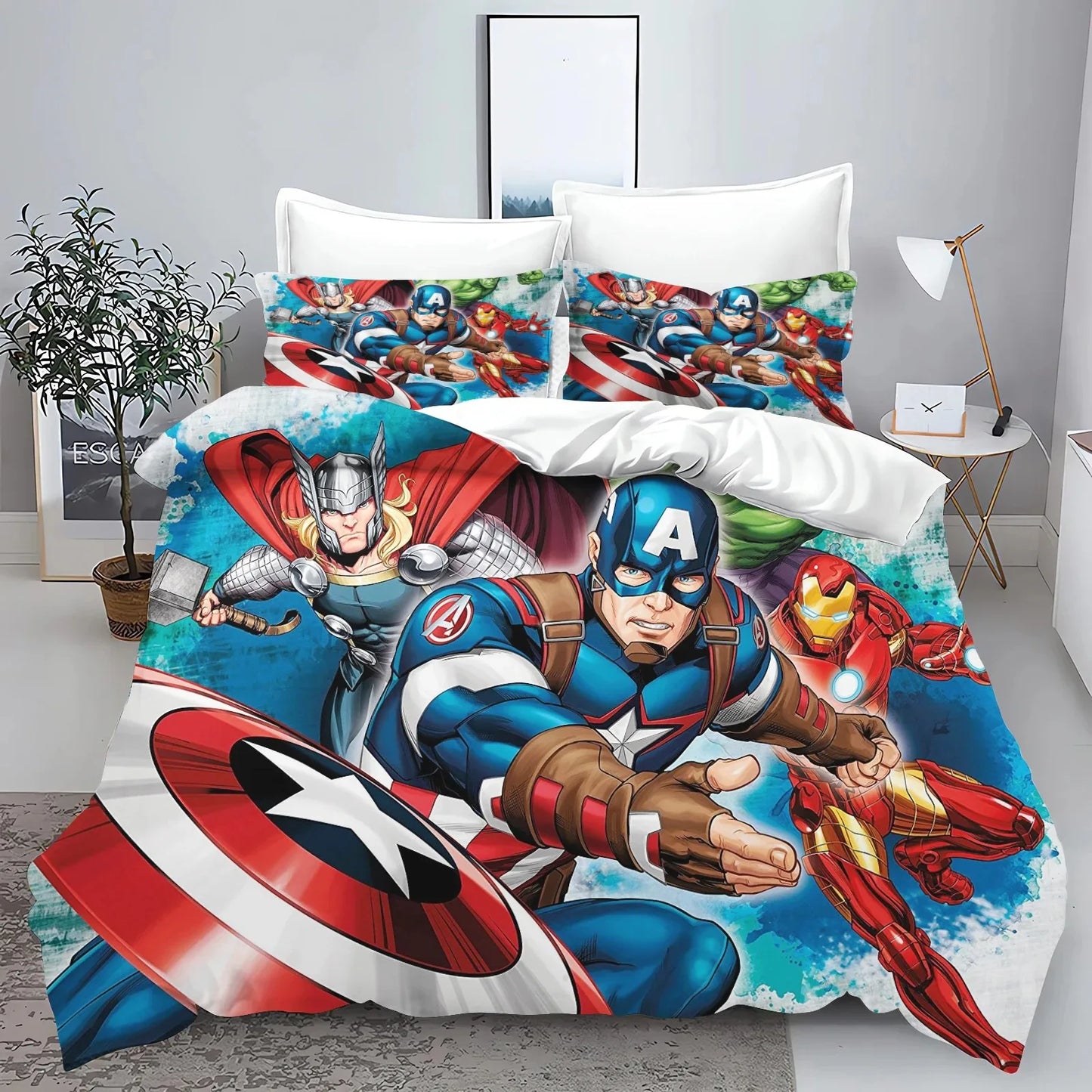 The Avengers helden-dekbedovertrek met kussensloop, beddengoedset voor volwassenen, jongens en meisjes, slaapkamerdecoratie voor kinderen, eenpersoons, tweepersoons, groot formaat