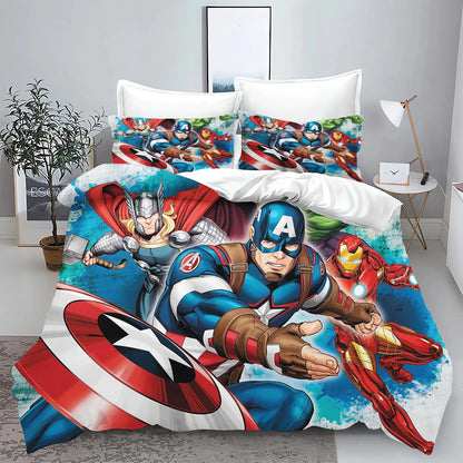 The Avengers helden-dekbedovertrek met kussensloop, beddengoedset voor volwassenen, jongens en meisjes, slaapkamerdecoratie voor kinderen, eenpersoons, tweepersoons, groot formaat