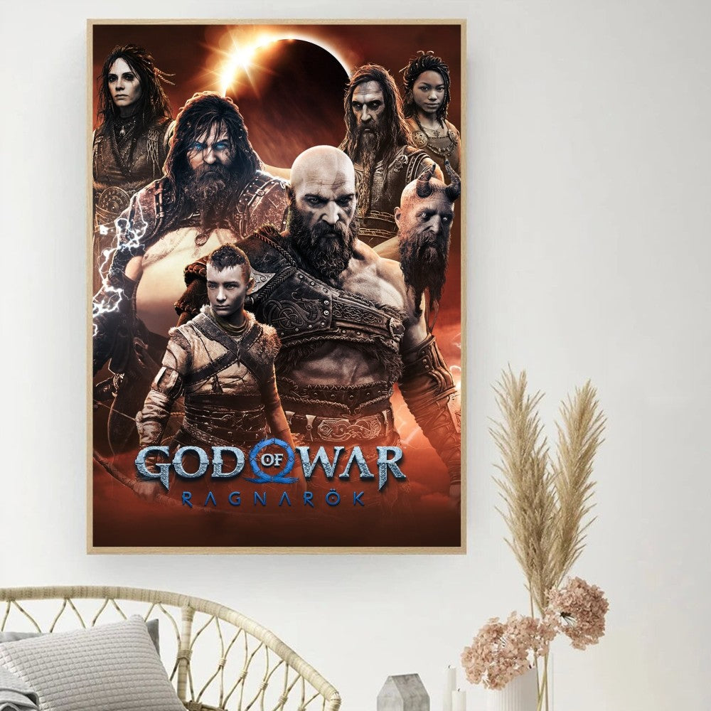 Póster del juego «God of War» - Póster de cine vintage para hacer tú mismo - Cuadro decorativo - Pegatinas para el estudio - Cuadro de pared de tamaño pequeño