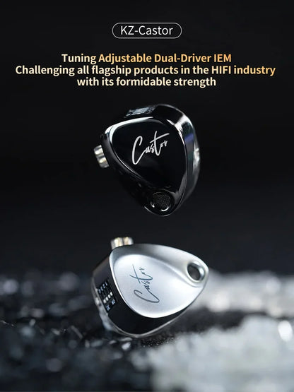 KZ Castor Wired Earbuds Improved Bass HiFi Earphone 2 Dynamic High-end Tunable Balanced Armature In-ear Headphone w/ Accessories