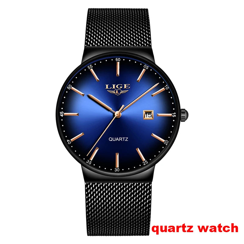 Męskie zegarki mechaniczne z automatycznym mechanizmem marki LIGE – luksusowy zegarek z najwyższej półki z tourbillonem, elegancki i wodoodporny, idealny do pracy lub na uroczyste okazje.