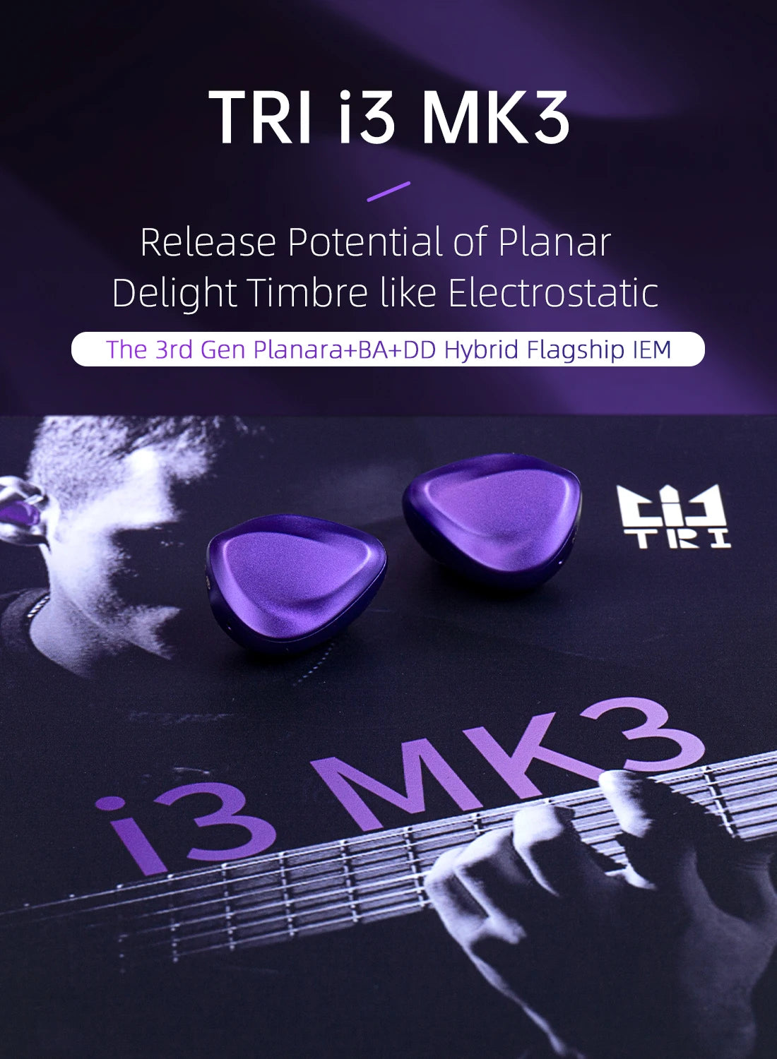 TRI I3 MK3 3rd-Gen Planar+BA+DD Hybrid Flagship HIFI In-EarEarphones Headphones High Resolution Wired Earbuds