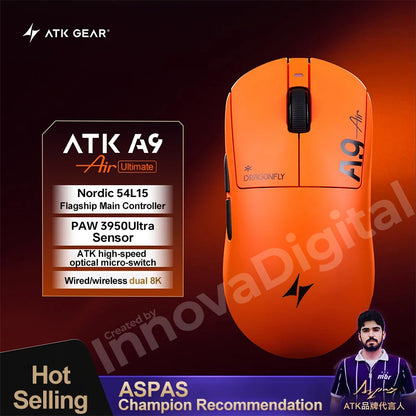 ATK Dragonfly A9 Ultimate Wireless Gaming Mouse A9 Air PAW3950 Ultra Lightweight Ergonomic E-sports Gamer FPS Mice CSGO A9 Ultra