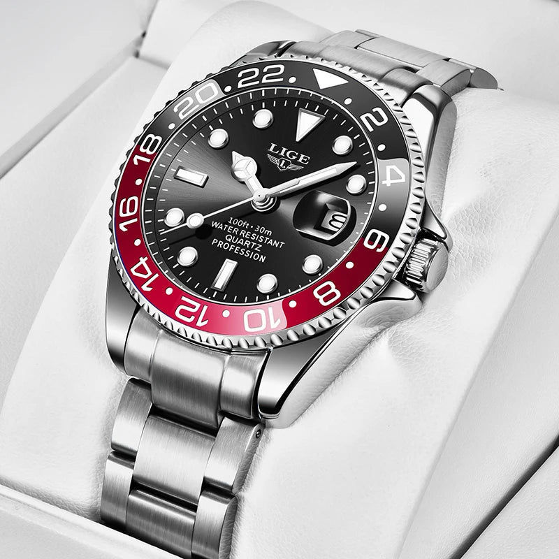 Montre-bracelet LIGE Fashion Business pour homme, étanche à 3 ATM, luminescente, montre de luxe sportive à quartz, chronographe de plongée