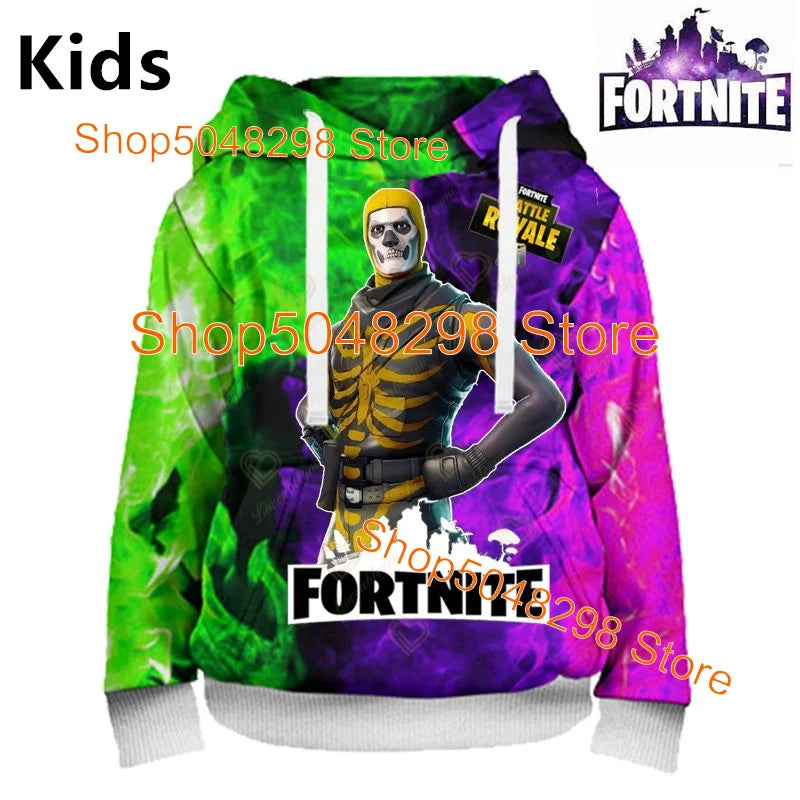 Sweatshirt com Estampado de Herói Fortnite, Jogo Popular, para Rapazes e Raparigas, Roupa 3D Casual, Hoodie para Crianças, Adultos, Homens e Mulheres, Pullover de Primavera e Outono