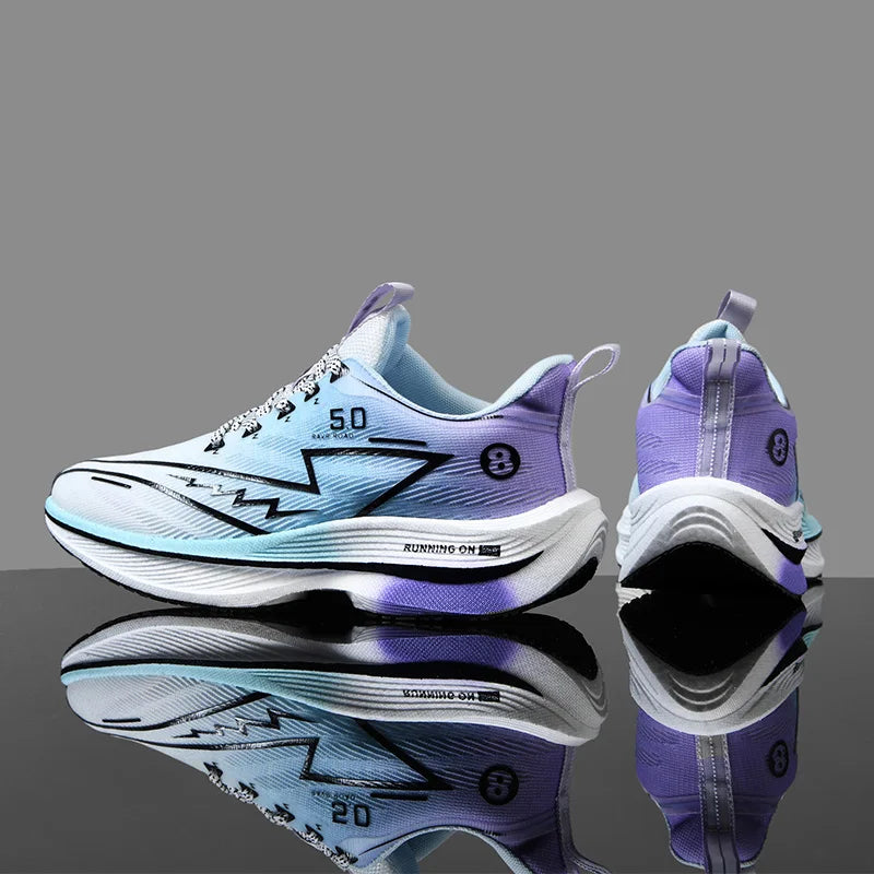 Herren-Sportschuhe – professionelle, gedämpfte Laufschuhe mit Carbonplatte, atmungsaktive Schnür-Sneaker für Freizeit, Marathon und Training