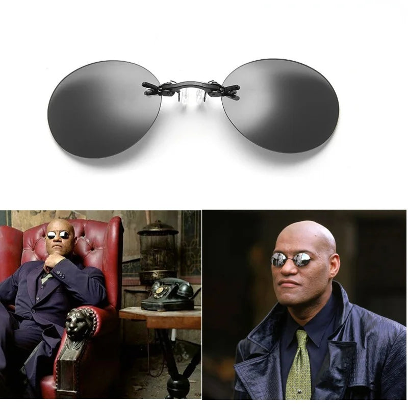 Runde randlose Sonnenbrille für Herren Matrix Morpheus Herren-Klassiker mit Nasenklammer Mini-Brille ohne Rahmen Marken-Designbrille UV400