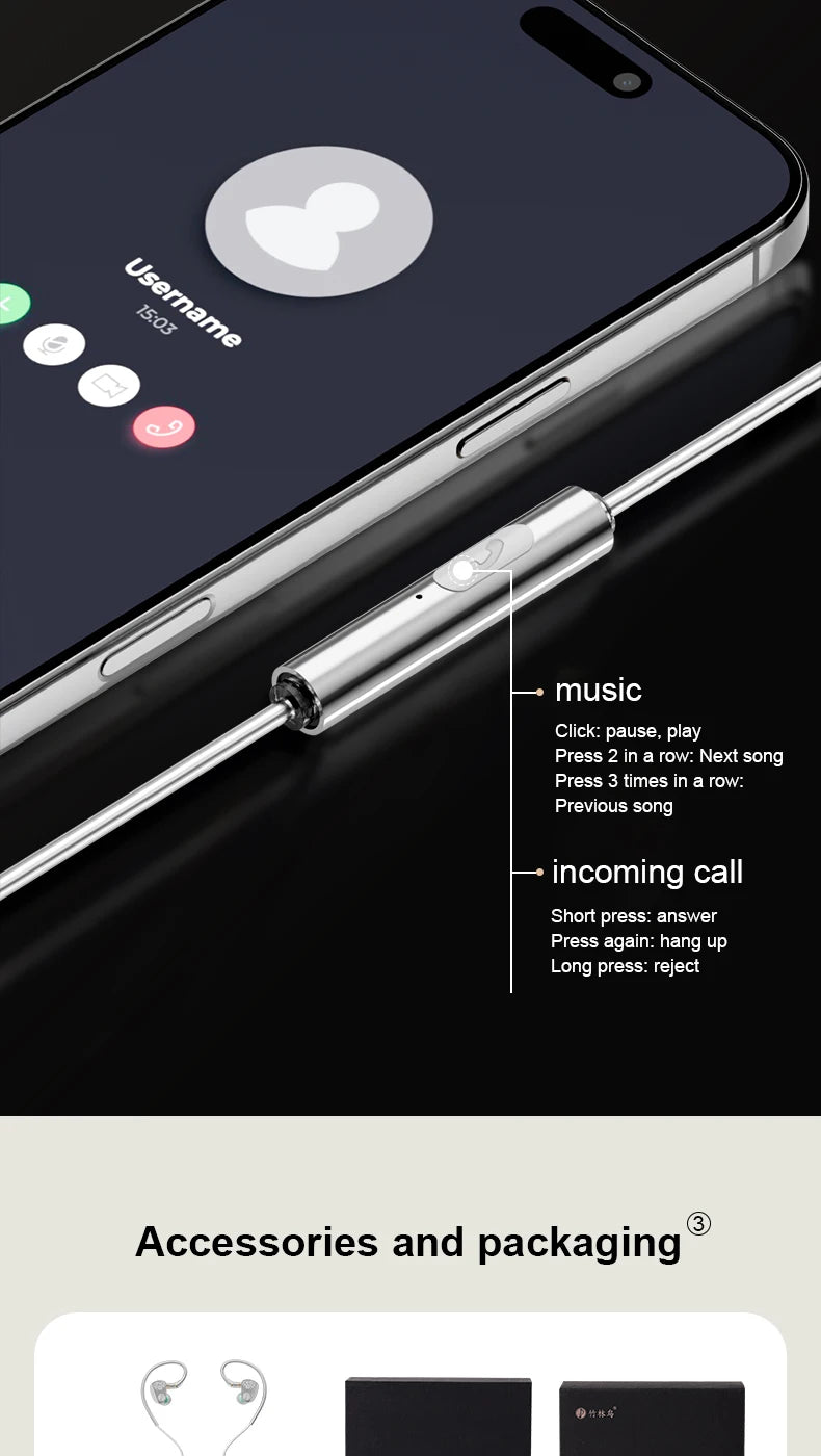 Zhulinniao JingHong Z3 2025 High-Fidelity In-Ear HiFi Earphones Dual Dynamic Drivers Metal Music Monitor Customizable Audio