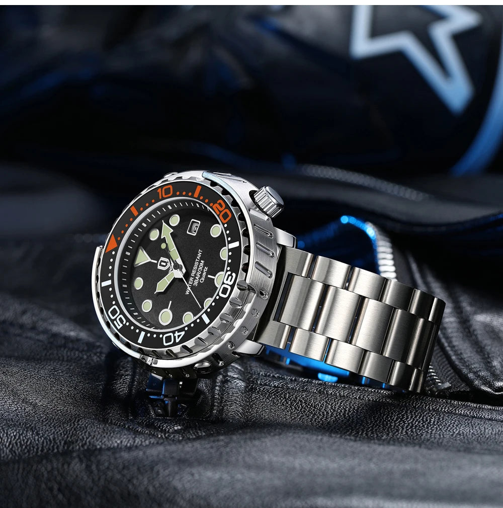 Montres pour homme QINGXIYA : montres de luxe à quartz pour homme, tendance, étanches, luminescentes, avec date et cadran rotatif, en acier inoxydable