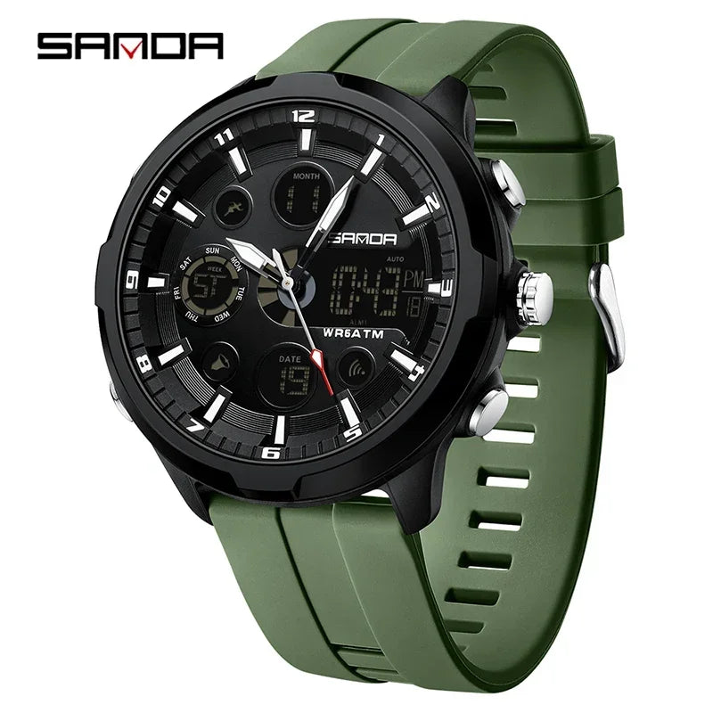 SANDA 9053 G Montres de sport militaires pour homme Montre numérique de luxe Montre-bracelet à quartz étanche jusqu’à 50 m pour homme Relogios Masculino