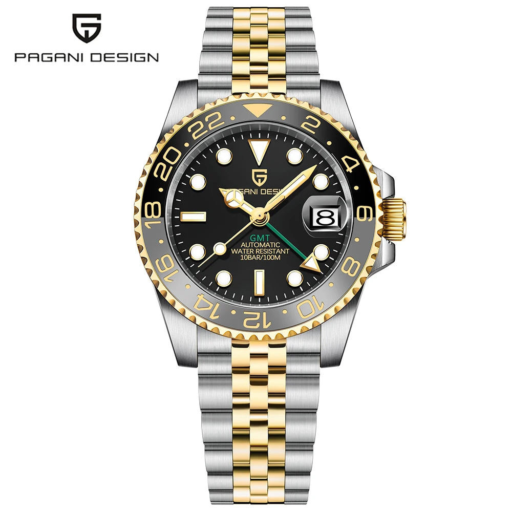 PAGANI DESIGN V3 PD-1662 GMT Watches Men's Luxury Sapphire Automatic Mechanical Watch 40MM Stainless Steel 100M Waterproof Watch