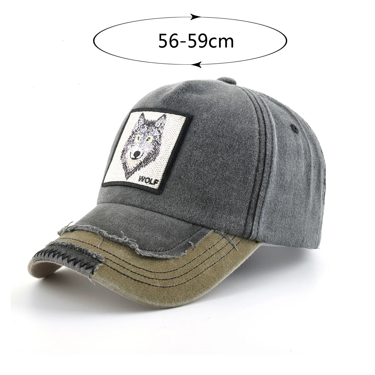 Vintage Denim Baseball Cap With Embroidery Wolf Patch Men Snapback Hip Hop Dad Hats Women Four Seasons Adjustable Sun Visor Cap