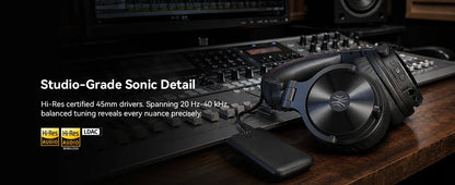 Oneodio Studio Max 1/2 Bluetooth 6.0 Headphones Wireless DJ Headset 9ms Ultra Low Latency Studio Monitor Headphones Hi-Res LDAC