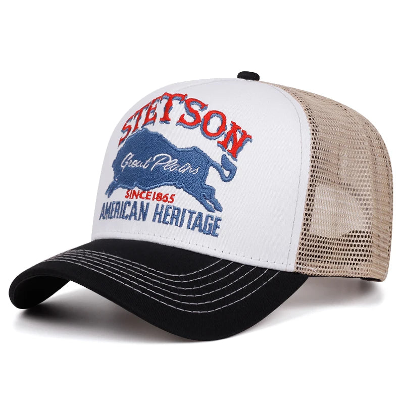 2025 Personalized New Truck Hat STATION Blue Bull Mesh Hat Men's Street HipHop Hat Women's Daily Commuting Sunshade Baseball Hat