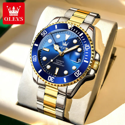 Orologio meccanico automatico di lusso da uomo OLEVS 6650 – Impermeabile, luminescente, bracciale in acciaio – Orologio da polso da uomo, stile professionale, marca prestigiosa