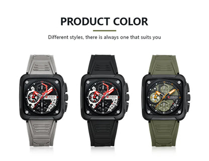 Montres pour homme CURREN : montre-bracelet de luxe à quartz, carrée, originale, étanche et luminescente, chronographe pour homme, Relogio