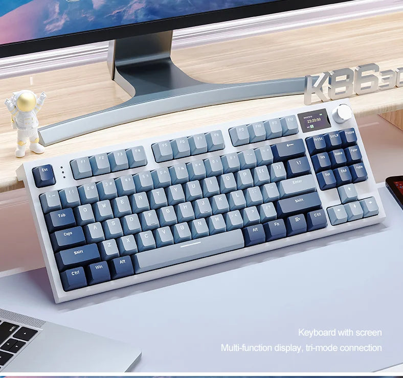 ATTACK SHARK K86 Mechanical Keyboard with Metal Knob, TFT Smart Color Screen, 87-key Layout, RGB Lighting, and Three-mode Connection