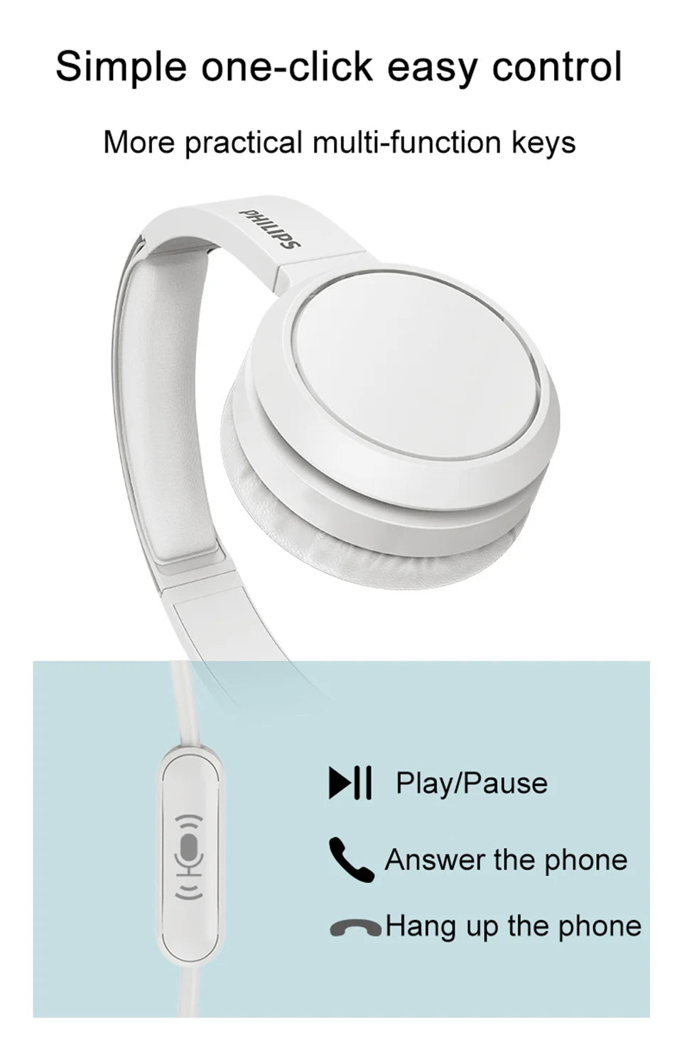 Philips TAH4105 Wired Headphones HiFi Stereo HD Call Headset With MIC Suitable For Online Learning And Outdoor Sports Earphones