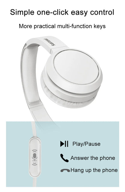 Philips TAH4105 Wired Headphones HiFi Stereo HD Call Headset With MIC Suitable For Online Learning And Outdoor Sports Earphones