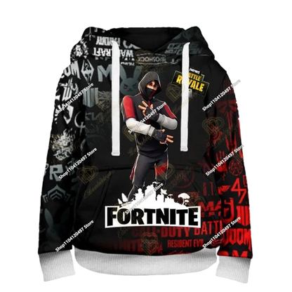 Sudadera con capucha Fortnite Anime para niños, streetwear hip-hop para hombre, ropa deportiva casual de corte holgado, moda outdoor