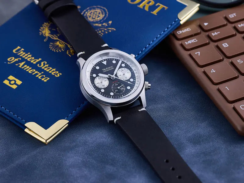 Milifortic 39MM Fashion Chronograph Watch Man R086 Retro C3Luminous Stainless Steel Waterproof 100M VK63 Quartz Watches For Man