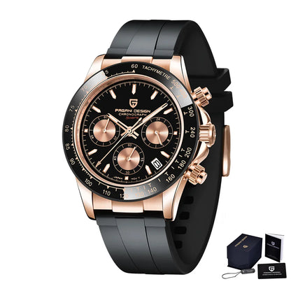 Originale neue PAGANI DESIGN PD-1664 Luxus-Herrenuhr mit japanischem VK63-Quarzwerk, Saphirglas, wasserdichtem Chronographen, Gold