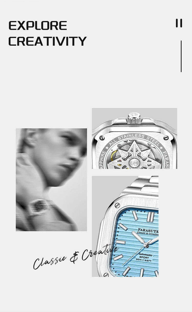 Montre de luxe automatique pour homme FARASUTE, mouvement Miyota9019, ultra-fine (8,9 mm), luminescente, étanche à 5 ATM