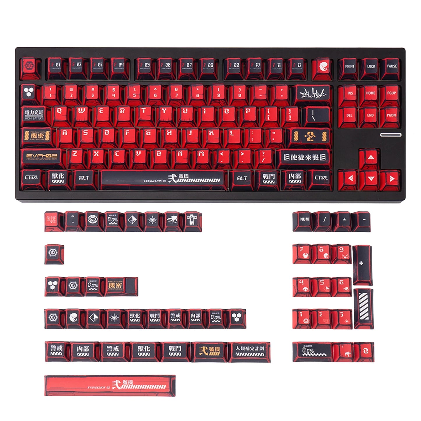 Manga Red Black Cherry Keycap Kit PBT 129 Key MX Switch HI75 HI8 68 F99 104 64 Wooting Mechanical Keyboard
