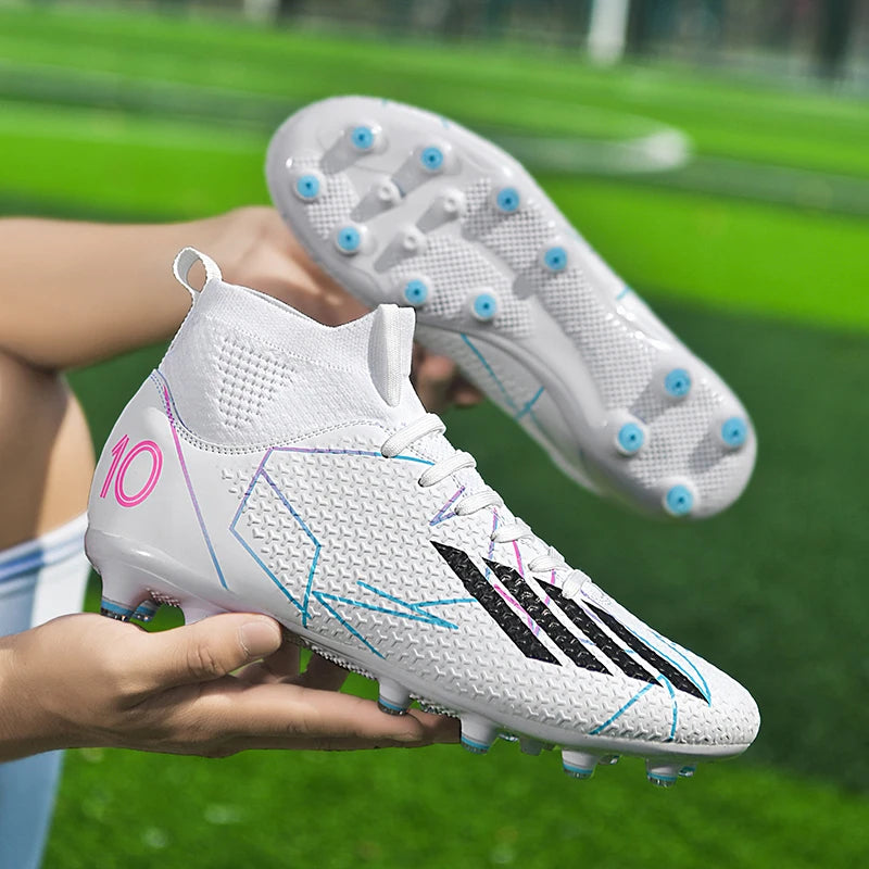 Nouvelles chaussures de football pour hommes, ultralégères, pour intérieur et extérieur, de haute qualité, à haute cheville, antidérapantes, chaussures de sport, futsal antidérapantes