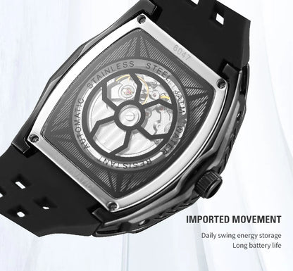 SKROX Designer Luxury Moon Phase Toubillon Automatic Movement Mechanical Clock High Quality Waterproof Silicone Men's Watches